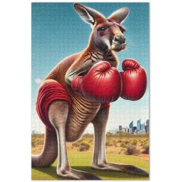 Imagem de Quebra-cabeça engraçado com estampa de canguru para adultos, 1000 peças, presentes de elefante branco, presentes Prime Puzzles, arte de decoração de casa, 75 x 40 cm