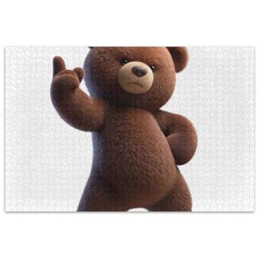 Imagem de Quebra-cabeça com pose legal de ursinho de pelúcia, 500 peças para adultos, presentes tecnológicos, brinquedos artísticos, pintura de brinquedo