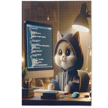 Imagem de Adult Jigsaw Puzzles 1000 Pieces Cute Cat Animal White Elephants Gifts Puzzle Puzzles Fall Scene Animal Print Art Decor, 1000 Pieces, 29.5" x 19.7"