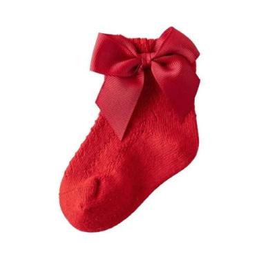 Imagem de Meias Respiráveis para Bebês Recém-nascidos, Com Laços, Fofas, Vazadas