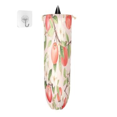 Imagem de Flor de maçã com maçãs coloridas dispensador de saco de mercearia, suporte de saco de plástico para armário, dispensador de saco de plástico de mercearia