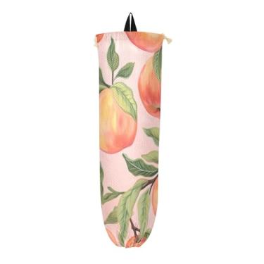 Imagem de Aquarela Peaches Grocery Bag Dispenser Wall, Suporte para Cozinha, Organizador de Sacolas Plásticas de Mercearia