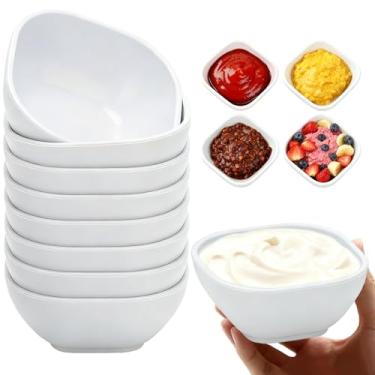 Imagem de Pacote com 8 tigelas de molho de palha de trigo, pratos inquebráveis de molho de soja de 127 g, tigelas de sobremesa pequenas, mini tigela de preparação, copos de pires para prato lateral, ketchup