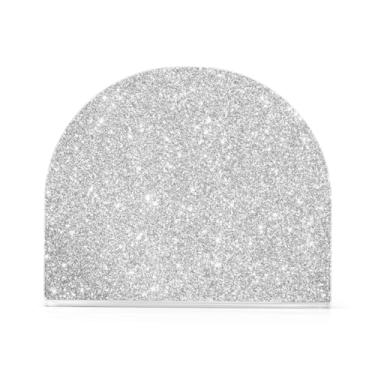 Imagem de Porta-guardanapos de papel acrílico prateado brilhante brilhante, dispensador de bandeja de papel em forma de U, suporte de guardanapo vertical