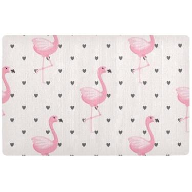 Imagem de TSENQUE Tapete de porta personalizado flamingo rosa corações outono engraçado impermeável tapete para varanda tapete exterior para porta da frente capacho antiderrapante entrada externa 81,3 cm x 50,8
