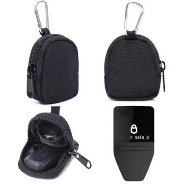 Imagem de Ranyi Bolsa protetora de nylon com zíper com mosquetão compatível com Trezor Safe 3 5 7 Crypto Hardware Wallet/Trezor Model One Model T/D'CENT Hardware Wallet