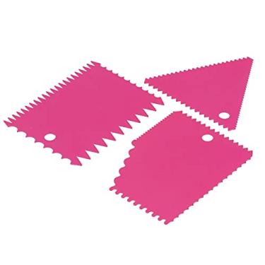Imagem de GLOGLOW Ferramentas de Panificação e Pastelaria 3 Peças de Plástico Mais Suave Com Dentes Irregulares, Material de Qualidade Alimentar, Fácil de Limpar, para Decoração de Cozimento Conjunto de (Rosa