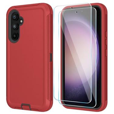 Imagem de ONOLA Capa de celular para Samsung Galaxy S23 Plus com protetor de tela HD, resistente, à prova de choque e à prova de quedas, capa para celular Galaxy S23 Plus de 6,6 polegadas, vermelho preto
