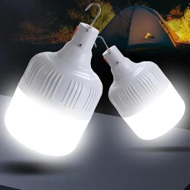 Imagem de Lanterna LED Portátil USB Recarregável para Camping e Pesca - Iluminação Super Brilhante Bivolt, À Prova de Chuva e Leve para Trilhas e Emergências(60W * 2)