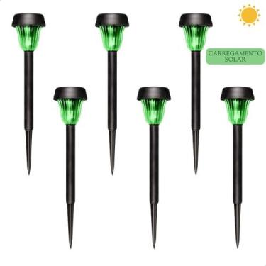 Imagem de Kit 6 Luminarias Espeto Solar Jardim Balizador ABS Verde - Ecoforce