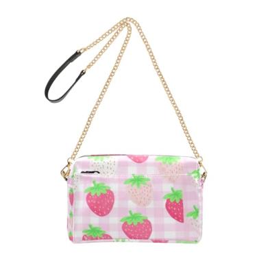 Imagem de Joitme Bolsa tiracolo feminina para celular, linda bolsa de ombro de couro PU com alça de corrente rosa