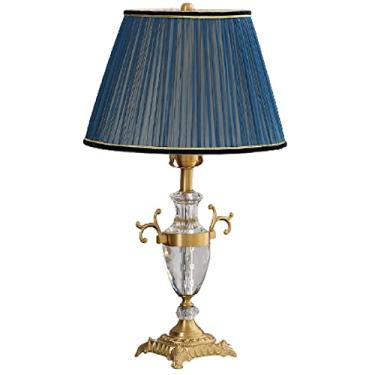 Imagem de Abajures de cristal modernos para sala de estar, luminárias de luz suave com proteção para os olhos para quarto com cúpulas de tecido, luminária de mesa art déco de meados do século para esc