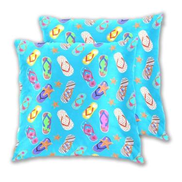 Imagem de Joitme Conjunto de 2 capas de almofadas coloridas de bolinhas e chinelos, fronhas grandes para uso ao ar livre, almofadas de sofá para cama, 50 x 50 cm, 2 peças