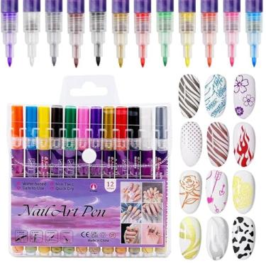 Imagem de Canetas De Esmalte Para Unhas - Com Ponta Fina De Secagem Rápida E 12 Cores - Canetas De Design Para Esmalte Em Gel Com Ponta Fina,Para Mulheres, Crianças, Adolescentes, Adultos, Pintura, Pontilhado
