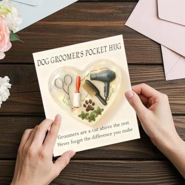 Imagem de Groomer's Pocket Hug, Mini Pocket Hug Heart or Paw Pet Stylists Thank You Gifts with Greeting Cards, Groome r Thank You Memory Gifts for Pet Stylists, Dog Groomer P ocket Hu g Keepsake