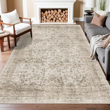 Imagem de Tapetes laváveis 19 x 23 cm para sala de estar - Tapetes orientais antiderrapantes e não derramam, tapetes vintage, ultramacios, resistentes a manchas, tapete para decoração de escritório em casa, 17