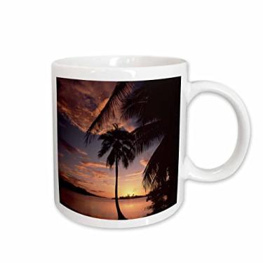 Imagem de 3dRose Caneca de cerâmica com pôr do sol do resort Roatan Anthony's Key de Honduras Bay Islands 443 ml, branca