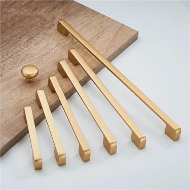 Imagem de Maçanetas de porta de móveis douradas foscas de liga de zinco puxadores de armário de cozinha puxadores de gaveta ferragens 1 peça (96 mm)