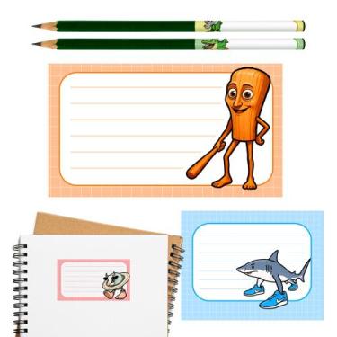 Imagem de Etiqueta Escolar Adesiva Personagens Volta as Aulas - SignMaq, Brainro