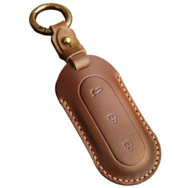Imagem de Capa de couro artesanal para chave de carro, chaveiro compatível com lixiang l9 l8 l7 l6 2022 2023 2024(BROWN)