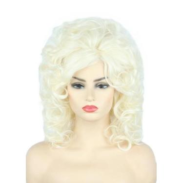 Imagem de Peruca Topcosplay Platinum Blonde Curly Beehive Bouffant 38cm