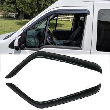 Imagem de VICOJETOR 92223 Defletores de vento de janela lateral à prova de chuva para Ford Transit Connect 2010-2013, conjuntos de proteção contra chuva de sol com fita, viseiras de janela de aparência