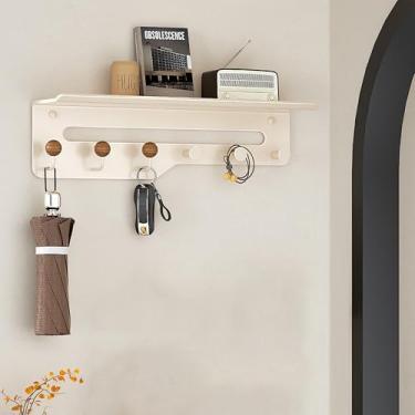 Imagem de Asruito Ganchos de revestimento para parede, 5 ganchos espessos sem adesivos para unhas, organizador de parede resistente para pequenos espaços, sala de estar, dormitório, ganchos para cabides de