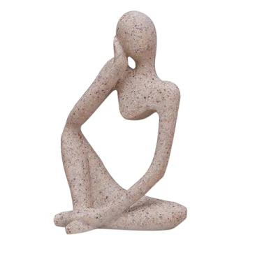 Imagem de Estátua de pensador dourado para decoração de casa, estatuetas de resina abstrata BOPART para decoração de prateleira, para sala de estar, escritório, estante, mesa