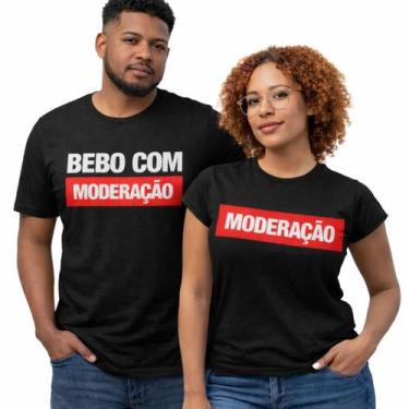 Imagem de Camiseta Kit Casal Bebo Moderação Carnaval Namorados Algodão, M MASC/ 