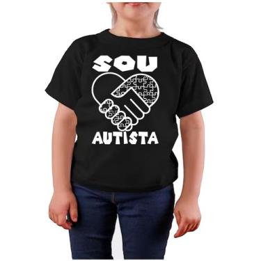 Imagem de Camiseta infantil menina sou autista espectro autismo - Dogs, Preto, 6