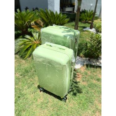 Imagem de Kit Mala Bordo 10kg + Mala Media 23kg Polipropeno - Ultraleve, Verde c