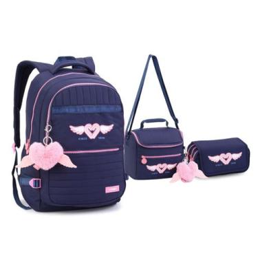 Imagem de Kit Mochila Lancheira Estojo ColorUp Para Laptop - Seanite, Azul Marin