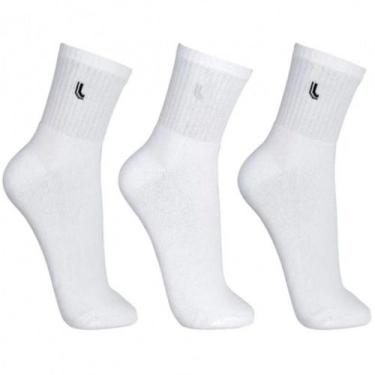Imagem de Kit Com 3 Meias Masculina Adulto Cano Médio - Lupo, Branco, 37/40