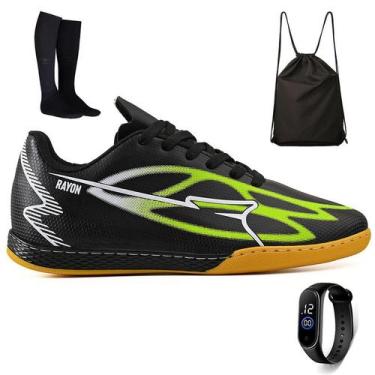 Imagem de Kit Chuteira Futsal Sintetica Futebol Salao Quadra + Mochila Meião Rel