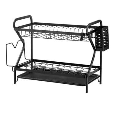 Imagem de Escorredor De Louças Aço Inoxidável Organizador Moderno Com Porta Talher e Bandeja