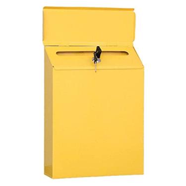 Imagem de WeiLaiKeQi Caixa de Correio Vertical de Ferro com Fechadura, para Chaves, Documentos E Jornais, Ideal para Porta de Entrada Ou Escritório, Amarelo, Tamanho real