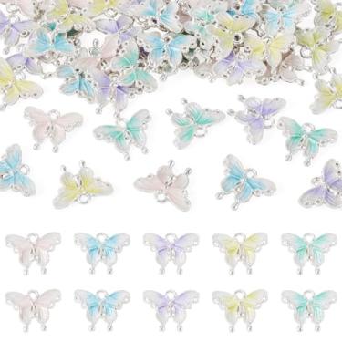 Imagem de FASHEWELRY Amuletos de borboleta flor mariposa esmalte liga inseto plantas florais pingentes estéticos kandi para pulseiras faça você mesmo chaveiro brinco joias fabricação suprimentos, Esmalte, Sem