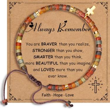 Imagem de Esrial Pulseira cruzada, presentes inspiradores para mulheres, pulseiras de pedra natural curativa, aniversário espiritual, melhor amiga, presentes de Natal para mulheres, irmã, One Size, Cobre, Sem