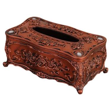 Imagem de Baoblaze Porta-lenços retangular decorativo, fácil de encher, dispensador de guardanapos multiuso para sala de estar e carro, Marrom Avermelhado