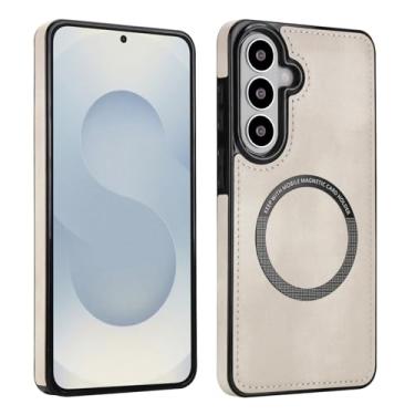 Imagem de Capa magnética fina para carregamento sem fio para Samsung Galaxy S26 Plus, capa híbrida fina com anel magnético para carregador sem fio, suporte magnético para carro e carteira, capa protetora à