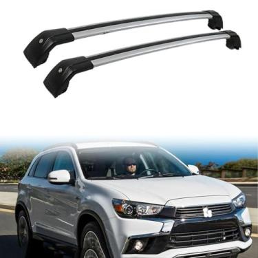 Imagem de Tsinesla Barras de tejadilho de carro barras transversais para Mitsubishi ASX 5 Tür SUV 2010-2019 trilhos de teto superiores de liga de alumínio com lacuna para o teto do carro, 2 peças