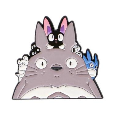 Imagem de Broche De Esmalte De Anime Gato Cinza, Distintivo De Desenho Animado P