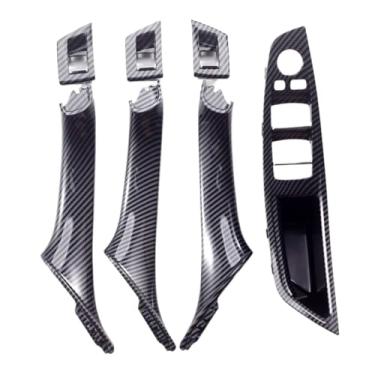 Imagem de Lhd Rhd Bege Preto Marrom Ostra Interior Do Carro Apoio De Braço Da Porta Dentro Puxar Conjunto Compatível Com Bmw Série 5 F10 F11 523i 525i 528i 530i(RHD Carbon fiber)