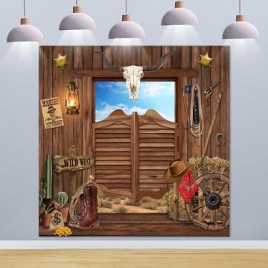 Imagem de Pano de fundo ocidental, decoração de festa com foto ocidental, banner, caubói rústico, celeiro de madeira, crianças, meninos, bebê, foto, aniversário, banner, cabine fotográfica, 3 x 3 m