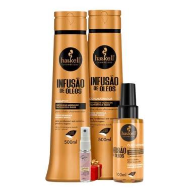 Imagem de Kit Infusão de Óleos Shampoo + Condicionador 500ml + Óleo 100ml + Pres