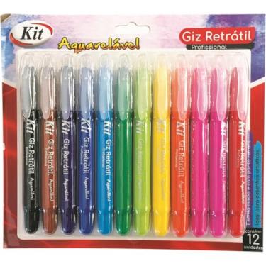 Imagem de Giz Artístico KIT Retrátil Aquarelavel – Caixa com 12 cores – Ideal para Desenho, Pintura e Escola