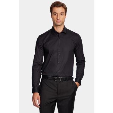 Imagem de Camisa Aramis Manga Longa Slim Tricoline Stretch Liso Preto-Masculino