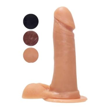 Imagem de Prótese Maciça Com Escroto E Ventosa 17 X 3,5Cm Brinquedo Adulto Realista Médio Dildo MVN16 (PRETO)