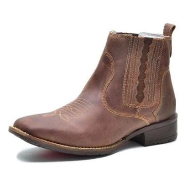 Imagem de Bota Botina Country Texana Unissex em Couro Elástico Lateral Conforto-Unissex