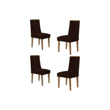 Imagem de Cadeira de Cozinha Pietá Kit 4 Un Madeira Capuccino/Suede Marrom - Rufato